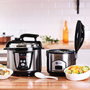 Panela de Pressão Elétrica 5L Inox + Panela Elétrica de Arroz  6 xícaras Fun Kitchen - 127v