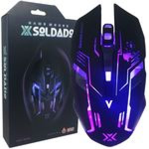 Mouse Óptico Gamer USB 3200 Dpi 6 Botões Led Rgb 7 Cores Cabo Infokit X Soldado GM-600 Preto