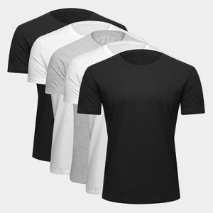 Kit Camiseta Básica c/ 5 Peças Masculina